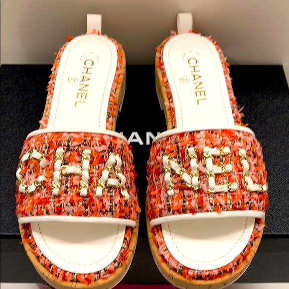 CHANEL Shoes - Authentic Chanel 21C Tweed Mule Sandals Slide